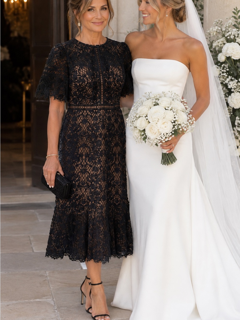 TADASHI SHOJI Black Lace Midi Dress 14